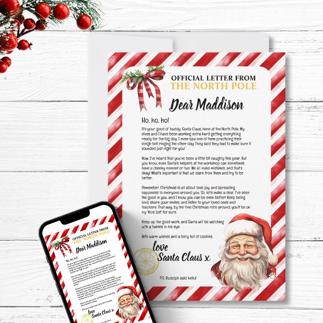 Convite Carta Personalizada Positiva de Papais noeis (Positive Personalized Naughty Letter To Santa  magic north pole  workshop for kids children vintage)