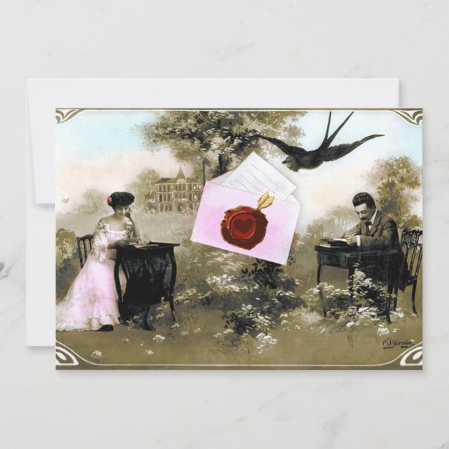 CONVITE CARTA ROMÂNTICA DE VALENTINE COM SELLO DE CERA VER (Frente)