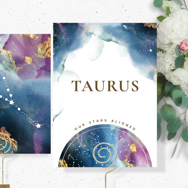 Convite Carta Tema Aquarela Celestial do Signo de Touro na (Criador carregado)