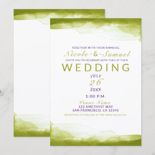Convite Carta Verde Água Moderno Casamento Chic