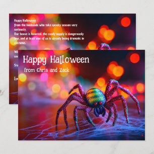 Convite 🌈🕷️Cartão de Boas Festas Teia Arco-íris Mágico