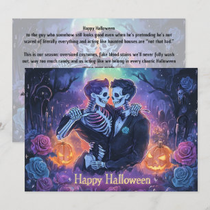 Convite 🌈🎃Cartão de dança de esqueleto romântico