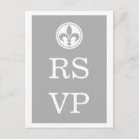Cartão postal Chic Fleur De Lis RSVP, Cinza