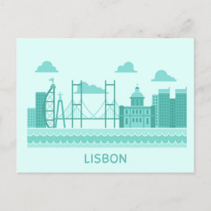 Convite Cartão postal com viagem do horizonte de Lisboa Po