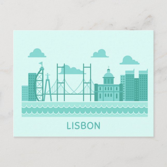 Convite Cartão postal com viagem do horizonte de Lisboa Po (Frente)
