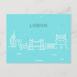 Convite Cartão postal com viagem do horizonte de Lisboa Po