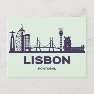 Convite Cartão postal com viagem do horizonte de Lisboa Po