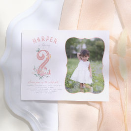 Convite Cartão Postal de Aniversário com Foto Floral de Co
