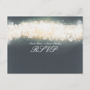 Convite Cartão postal de casamento RSVP Grey Sparkle Light