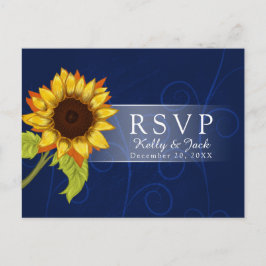 Convite Cartão postal de casamento Sunflower/RSVP