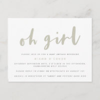 Cartão postal de chá de bebê Oh girl.