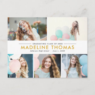 Convite Cartão postal de colagem de formatura limpo