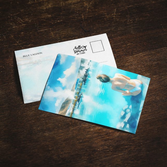 Convite Cartão-postal de cor d'água da Islândia Blue Lagoo (Criador carregado)