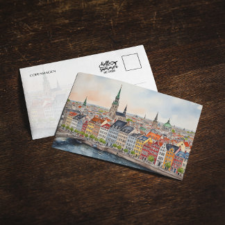 Convite Cartão-postal de cor d'água de Copenhagen Dinamarc