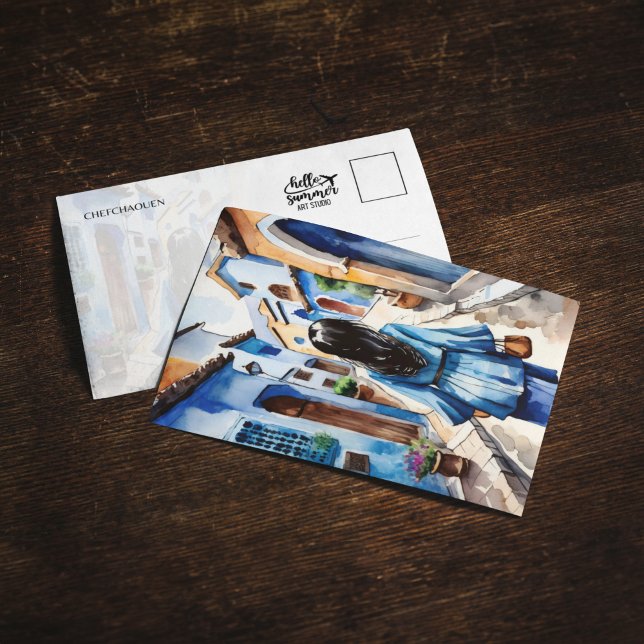 Convite Cartão-postal de cor d'água do Marrocos Chefchouen (Criador carregado)