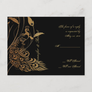 Convite Cartão postal de Deco de Arte de Bronze e RSVP Flo