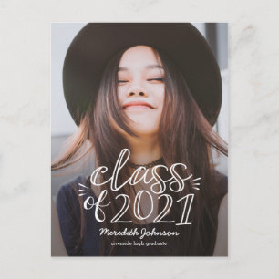 Convite Cartão postal de Graduação de Script Divertido