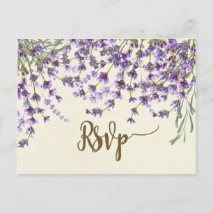Convite cartão postal de lavanda floral de casamento rsvp