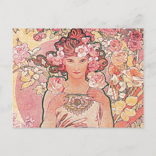Convite Cartão postal de noiva de rosa Flower Girl Art Nou