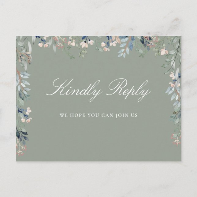 Convite Cartão postal de pedido de música em Floral Sage V (Frente)