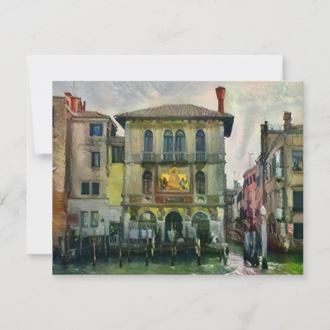 Convite Cartão-postal de pintura do canal veneziano (Frente)