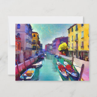 Convite Cartão-postal de pintura do canal veneziano
