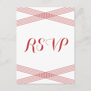 Convite Cartão postal de resposta ao Deco Moderno Vermelho