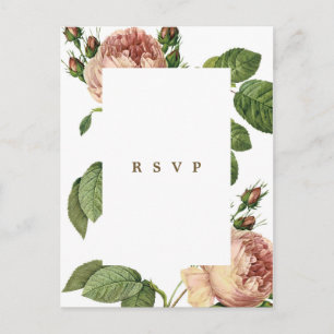 Convite cartão postal de resposta de casamento com rosas b
