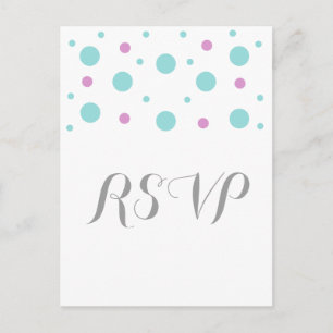 Convite Cartão postal de resposta Turquoise Fuchsia Confet