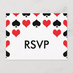 Convite Cartão postal de RSVP de Casino de Hearts Spades