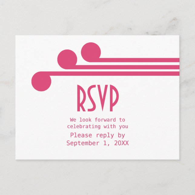 Convite Cartão postal de RSVP de Deco Simples Rosa (Frente)