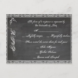 Convite Cartão postal de RSVP de Quadro de Chalkboard Posh