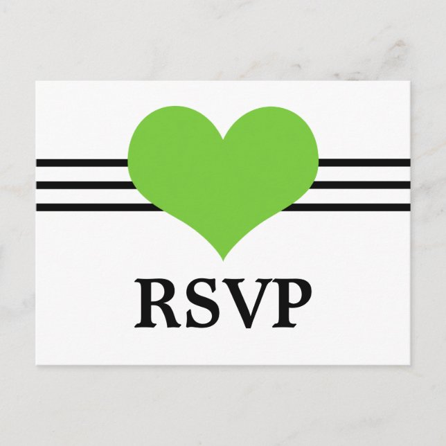 Convite Cartão postal de RSVP do Mod Heart, Verde (Frente)