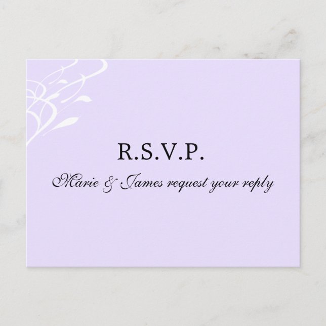 Convite Cartão postal de RSVP Lavendar Lighted (Frente)