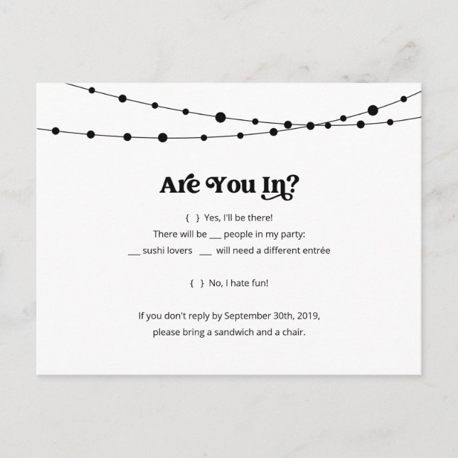 Convite Cartão postal de Sushi Engraçado e Divertido - Kra (Frente)