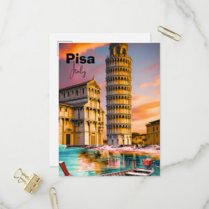 Convite Cartão postal de viagem de Pisa Itália, Cartão pos