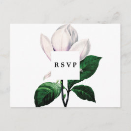 Convite cartão postal do casamento rsvp de magnólia botâni