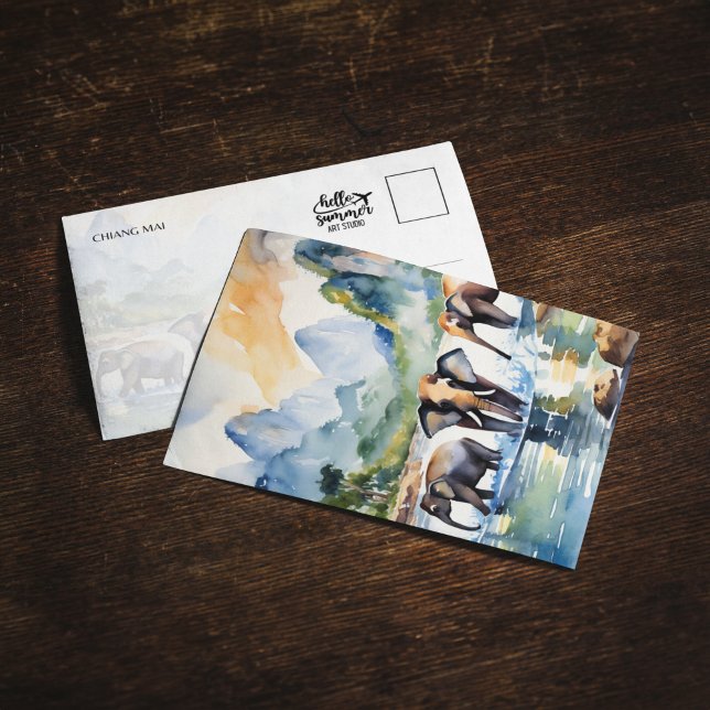 Convite Cartão-postal dos Elefantes Chiang Mai Thailand (Criador carregado)