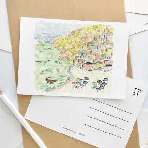 Convite Cartão postal para Viagem de Aquarela Positano Itá