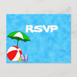 Convite Cartão postal personalizado RSVP de Festa de Praia
