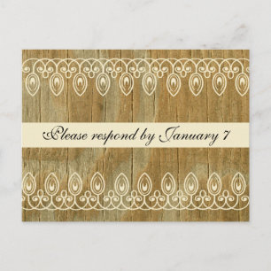 Convite Cartão postal RSVP de Anéis de Madeira, tonalidade