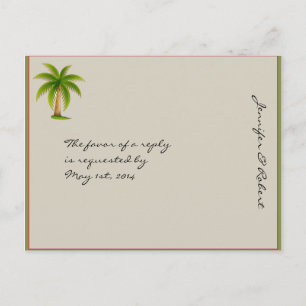 Convite Cartão postal RSVP de Árvore de Palma Tropical