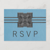 Cartão postal RSVP de Borda do Medalhão Azul