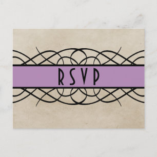Convite Cartão postal RSVP de Borda Flourada Violet