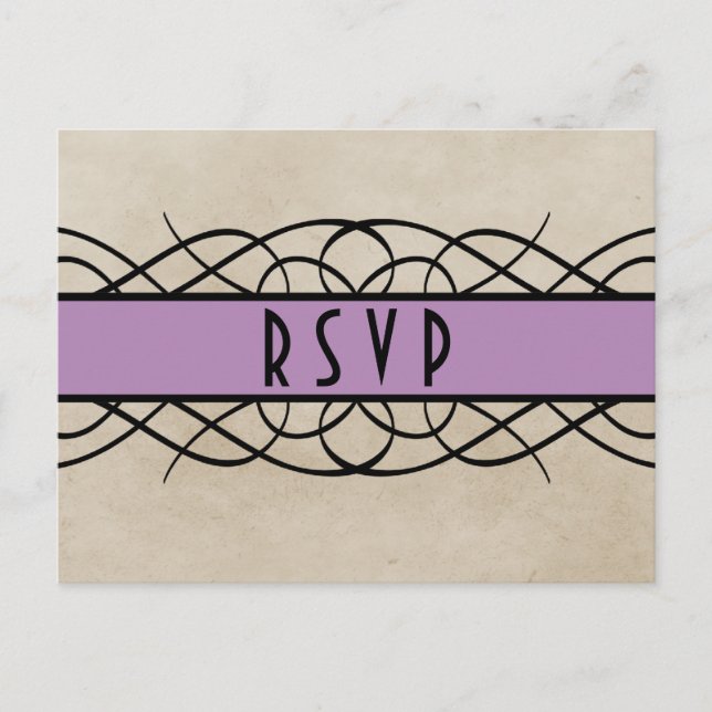 Convite Cartão postal RSVP de Borda Flourada Violet (Frente)
