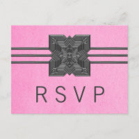 Cartão postal RSVP de Borda Rosa Medalhão