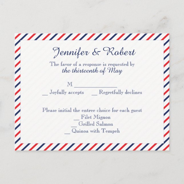 Convite Cartão postal RSVP de Casamento de Corações americ (Frente)