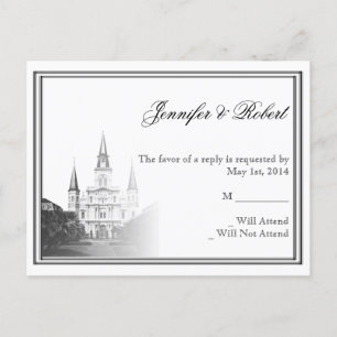 Convite Cartão postal RSVP de Casamento de Destino de Nova