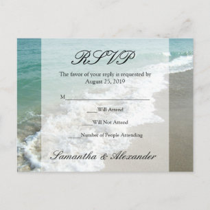 Convite Cartão postal RSVP de Casamento de Destino de Prai