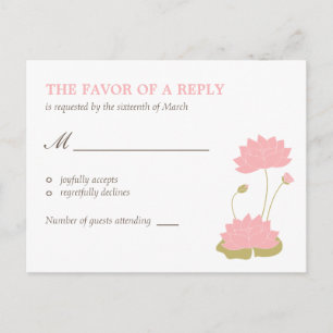 Convite Cartão postal RSVP de Casamento de Lotus Bloom